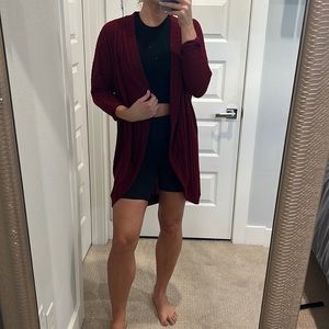 Medium oversized Maroon long cardigan sweater.